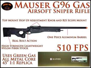 Metal/Nylon GREEN GAS Bolt Action Mauser G96 Airsoft Sniper Rifle 