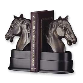 New Bronzed Brass & Wood Horse Bookends Perfect Gift  