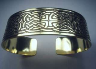 Brass Celtic Knot Cuff Bangle Bracelet Irish Made  