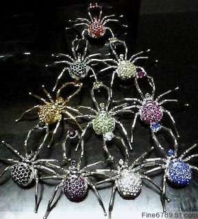 NEW Lots 60Pcs Mixed Spider Crystal Rhinestone Brooches  