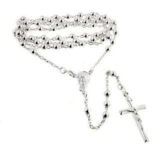  Catholic Sterling Silver Rosary Beads 24 Necklace with Crucifix