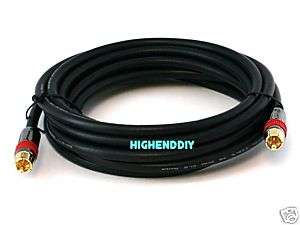 12 ft SHIELDED Mono RCA SUBWOOFER CABLE Single Male M  