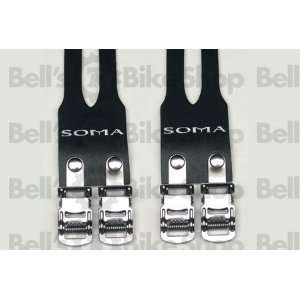   Double Leather Bicycle Pedal Toe Straps   35640