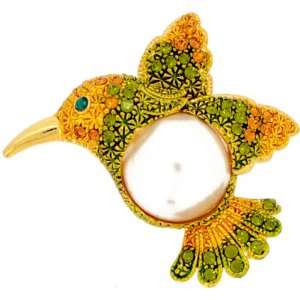    Yellow Hummingbird Swarovski Crystal Bird Pin Brooch Jewelry
