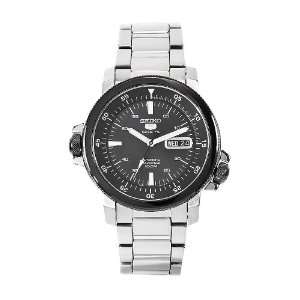   Seiko Mens SNZJ59 Seiko 5 Stainless Steel Black Dial Watch Watches