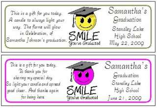   (Self adhesive) Smile Youve Graduated Themed Votive Candle Labels
