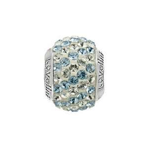   Blue/Crystal Stripes Murano Glass Bead with Swarovski Crystals
