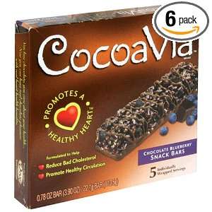 CocoaVia Snack Bars, Chocolate Blueberry, Box 5 0.78 Ounce Bars (Pack 