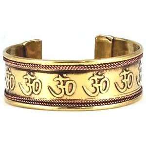  Om Engraved Copper and Brass Cuff Bracelet Mens Jewelry Jewelry