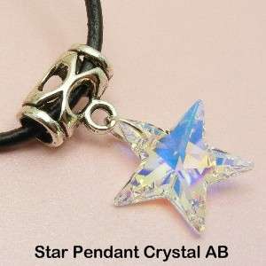   SWAROVSKI Crystal AB PENDANT & Leather NECKLACE HEART / STAR / MOON