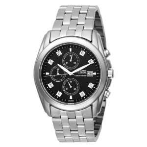  Caravelle by Bulova Mens 43D006 Diamond Accented Black Dial Watch 