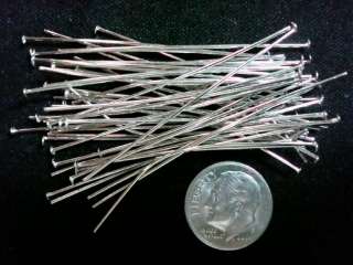 White Gold plated Jewelry head pins 50 pcs 2 50mm 20 gauge round wire 