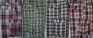 NWT Ralph Lauren Jeans Madras Plaid Cargo Shorts Logo Patch Above Rear 