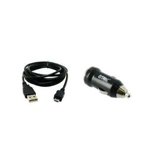 EMPIRE HTC One S 8 USB Data Cable (Black) + USB Car Charger Adapter 