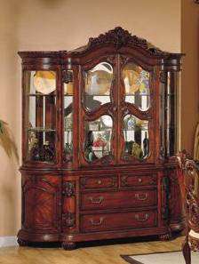 Cherry China Cabinet Lighted Buffet/Hutch  
