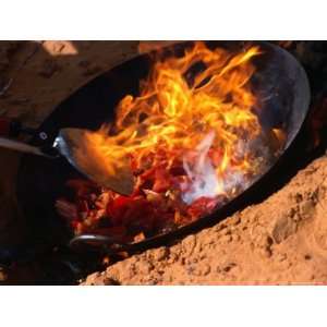  Cooking in Wok Over Camp Fire Simpson Desert, Australia 