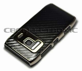   Black carbon fiber silver chrome hard case cover for nokia N8  