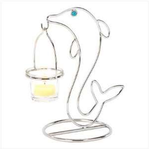  Leaping Silver Dolphin Candle Holder
