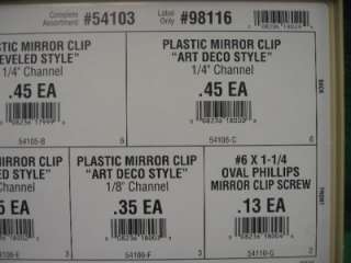 CLEAR PLASTIC MIRROR MOUNTING CLIP ASSORTMENT  
