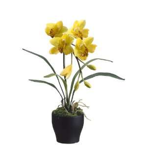   Artificial Potted Yellow Cymbidium Orchid Plants 22.5