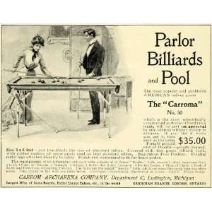  1902 Ad Parlor Billiards Home Pool Tables Carrom Archarena 