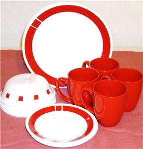 16 pc Dinnerware Set Dishes Corelle Urban Red New  