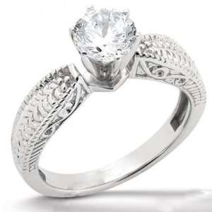  Charming Antique Round Diamond Ring in Platinum Jewelry