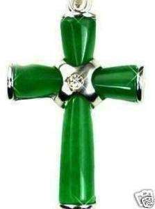 Beautiful Green Jade Cross Pendant Necklace  