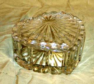 Vintage Crystal Glass Heart Shaped Trinket Box  