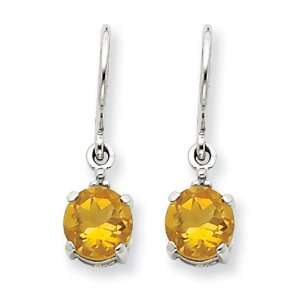  14k White Gold Citrine & Diamond Dangle Earrings Jewelry