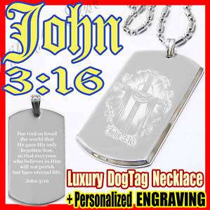 John 316 Bible Quote ▶Custom Luxury Dog Tag Necklace◀  