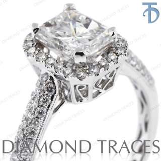 45 Carat Ideal Cut D SI1 Radiant Diamond 18k Gold Halo Engagement 