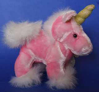 Dan Dee Pink Sparkly Unicorn Plush Stuffed Toy 6 EUC  