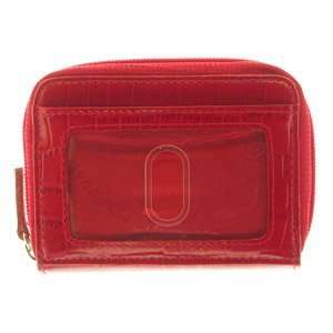  RED Womens Clutch Purse Leather Wallet Croc Italian 