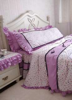 Shabby and Elegant Purple floral Cotton Bedding Duvet cove set  