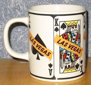 Las Vegas royal flush 3 7/16 coffee mug. Mug is in gently used 