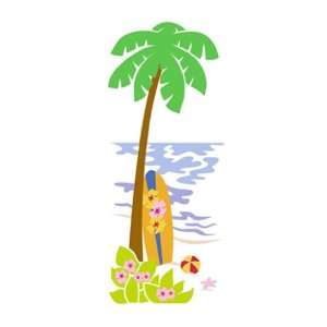 Palm Tree and Surfboard Paint by Number Wall Mural