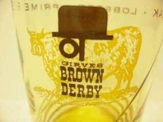   Advertising Girves Brown Derby Restaurant Drinking Water Soda Glass