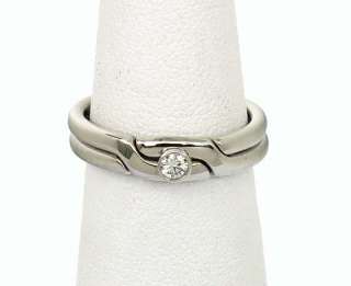 TIFFANY & CO 18K DIAMOND SOLITAIRE STACK BAND RINGS  