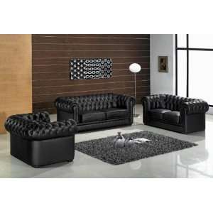   Paris Contemporary Black Leather Living Room Furniture