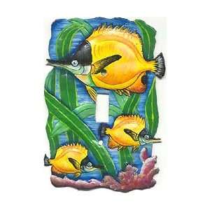 Yellow Tropical Fish   Single Electrical Switch Plate Cover   Hand 