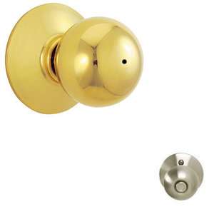   F40ORB605619 Polished Brass x Satin Nickel Orbit Privacy Door Knob Set