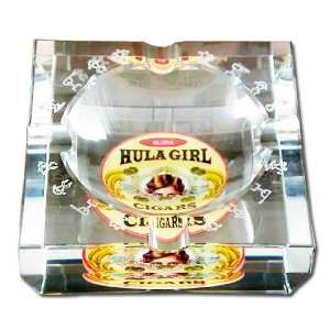  Four Small Crystal Ashtray w/ Hula Girl Logo Measures (80 