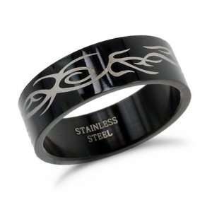    Tribal Design Black Stainless Steel Mens Ring Band, 11 Jewelry