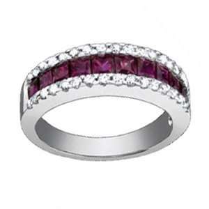  1 3/4 Carat Ruby & Diamond 14 k White Gold Fashion Ring Jewelry