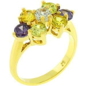  7 Stone Round Cut Multicolor Cubic Zirconia CZ 14k Gold 