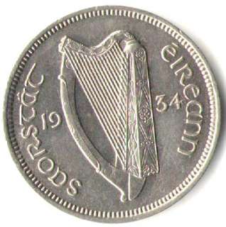 IRELAND COIN 6 PENCE 1934 UNC  