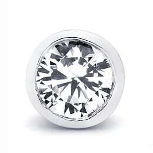  14K White Gold Mens Single Round Diamond Stud Earring with 