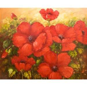  RED POPPIES MODERN REALISM OIL PAINTING 20 X 24   HAND 