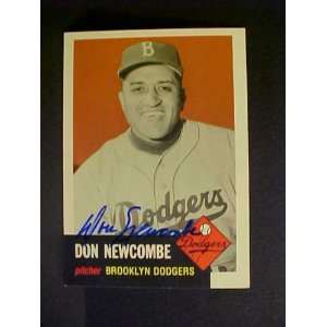 Don Newcombe Brooklyn Dodgers #320 1953 Topps Archives Signed Baseball 